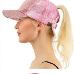 Pink glitter ponytail hat 💕 baseball cap hat